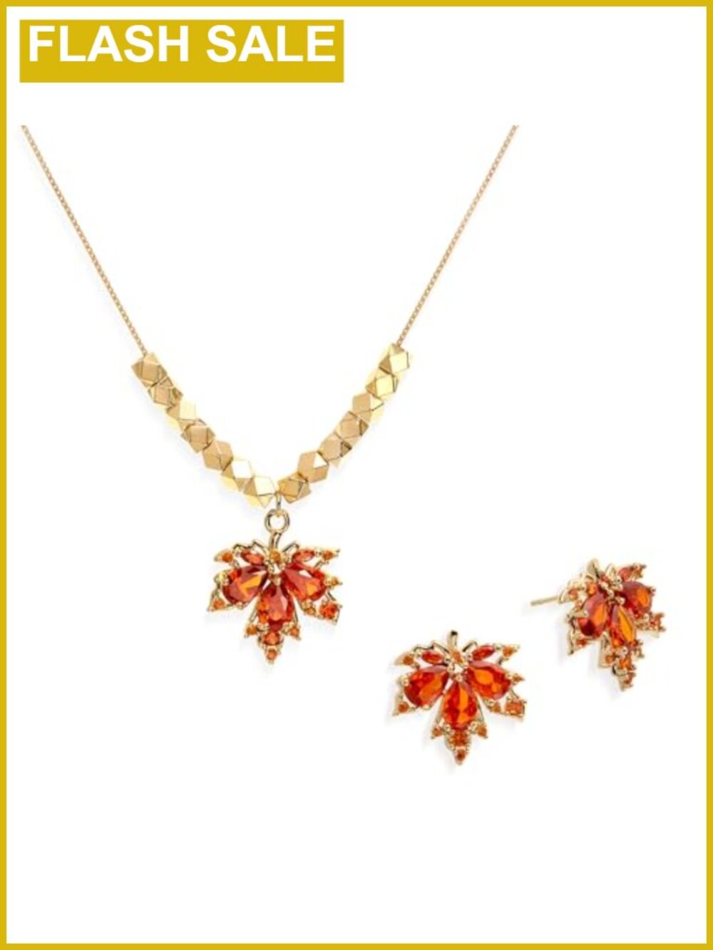 14K Gold Plated Maple Leaf Jewelry Set for Women